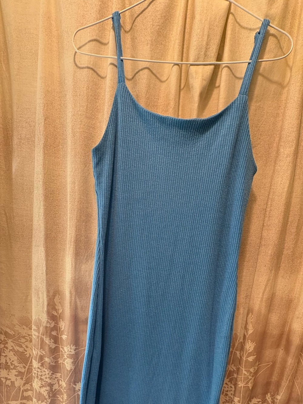 Tyche Ribbed Spaghetti-Strap Midi Dress - Blue
